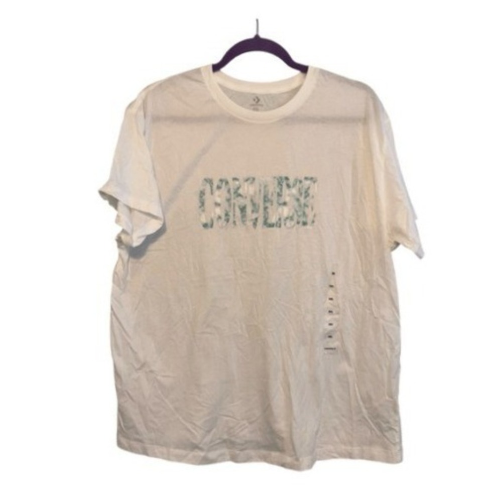 Converse Tie Dye Logo Graphic Tee White Green Cotton‎ Knit Short Sleeve XXL